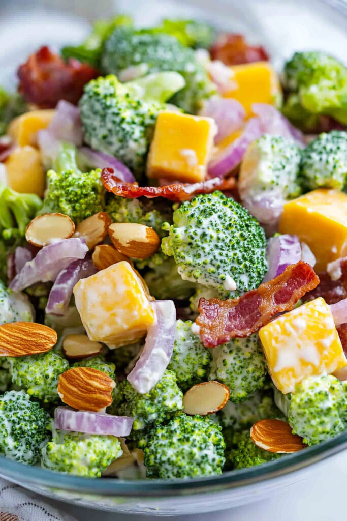 Combine Broccoli Salad with Beef Bacon