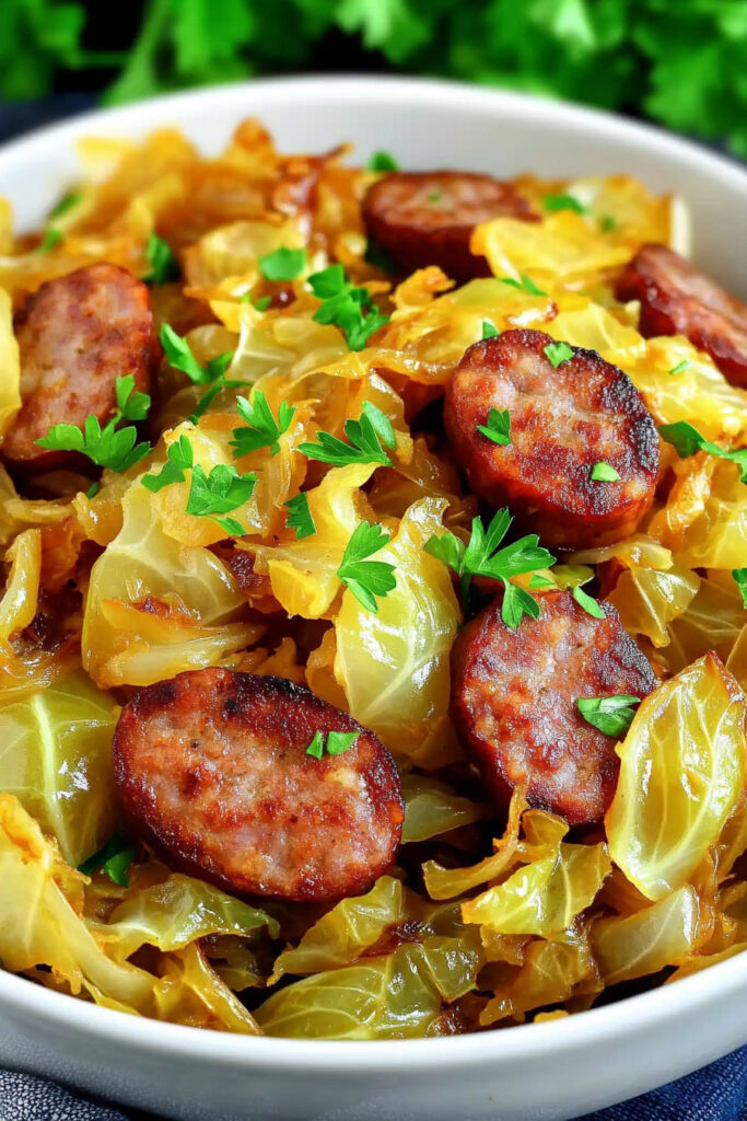 Fried Cabbage and Sausage All Together