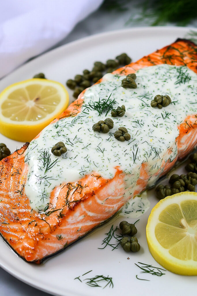 How to Make Keto Baked Salmon with Creamy Dill Sauce