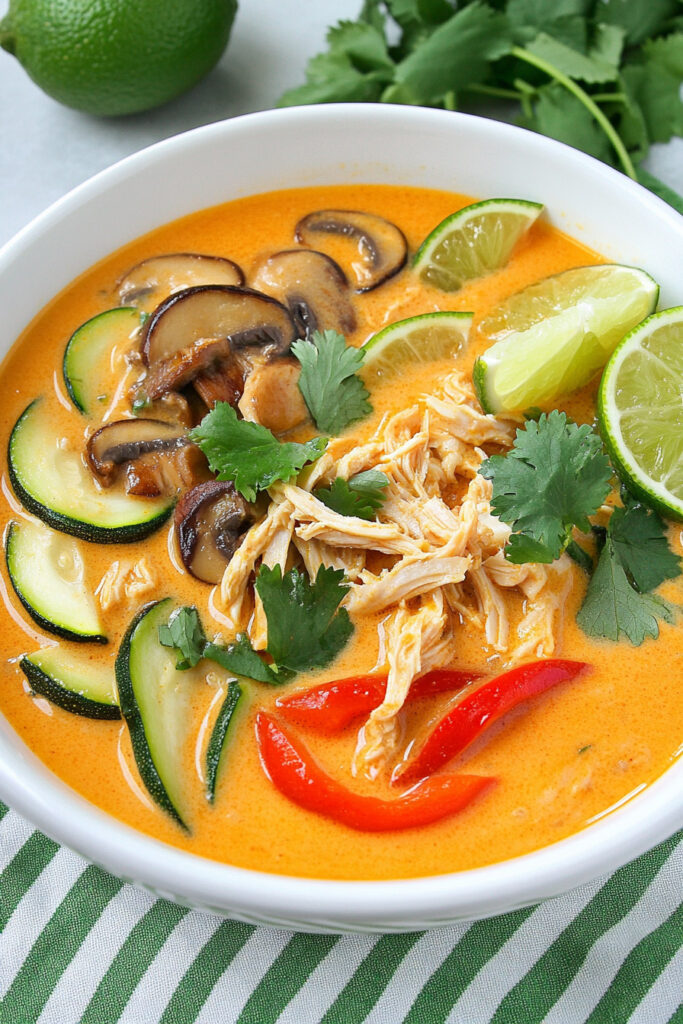 How to Serve Keto Thai Coconut Curry Chicken Soup