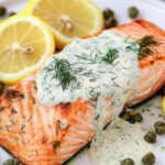 Keto Baked Salmon with Creamy Dill Sauce