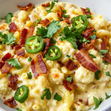 Keto Jalapeño Popper Cauliflower Mac and Cheese