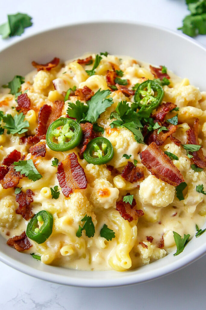 Keto Jalapeño Popper Cauliflower Mac and Cheese