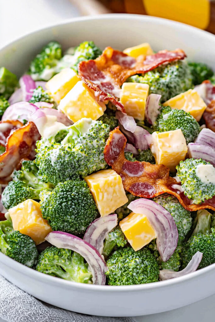 Serve Keto Broccoli Salad with Beef Bacon