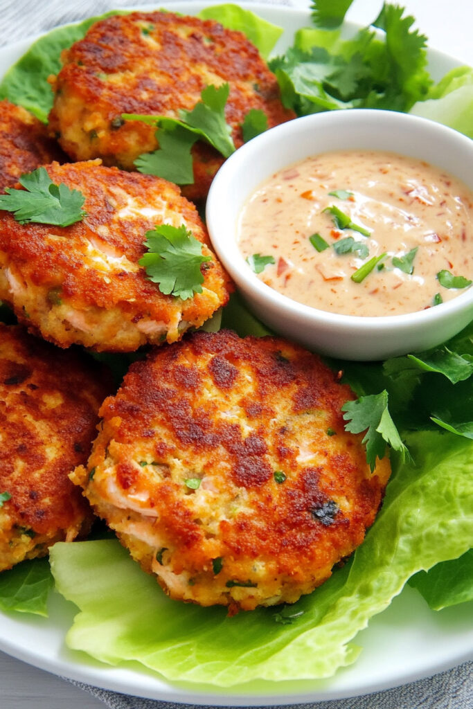 Serving Keto Bang Bang Salmon Cakes